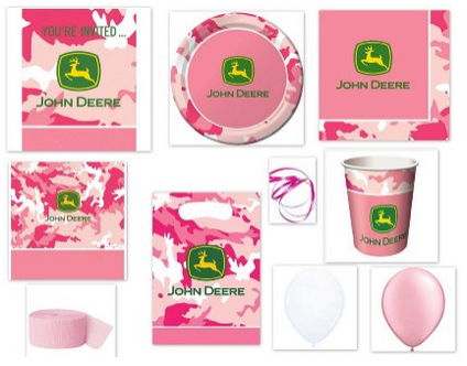PINK! Loot Bags Tractor Girl Birthday Favours JOHN DEERE Stickers x 5 